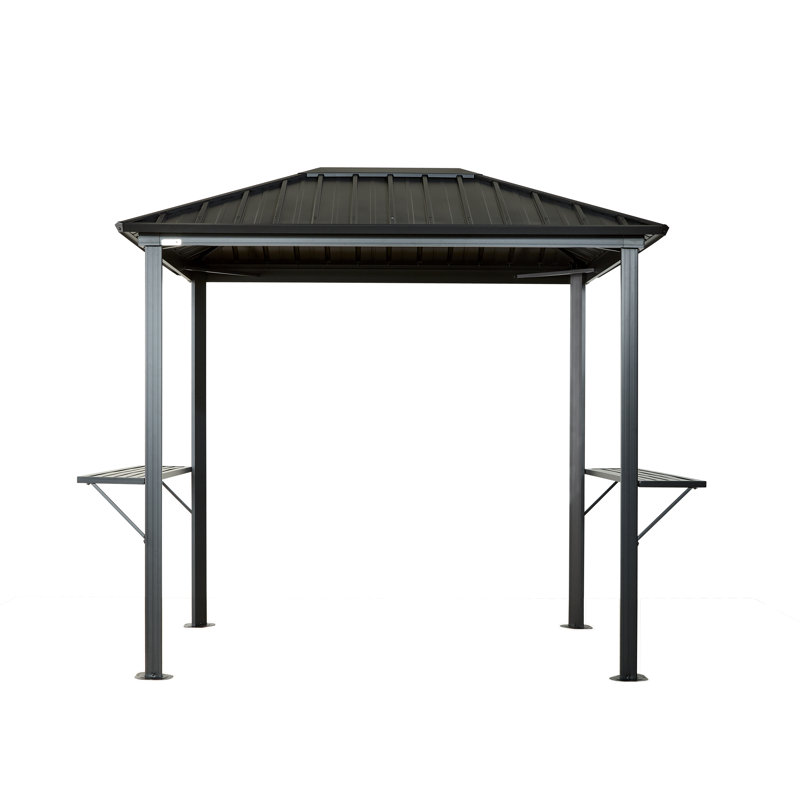 Dakota 6' x 9' Black Aluminum Grill Gazebo with Steel Roof