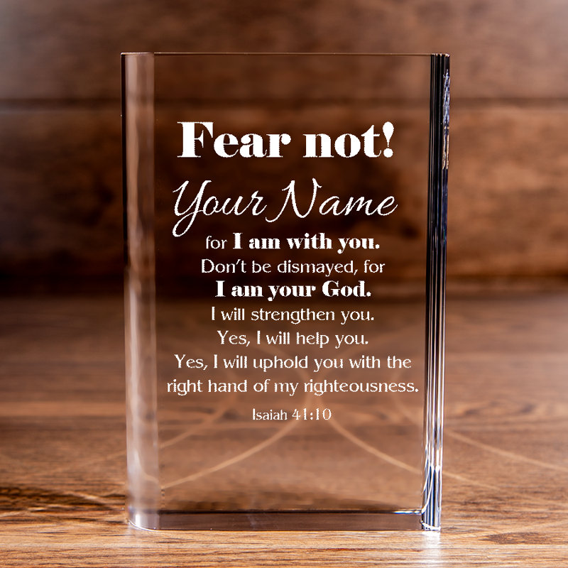 Esaïe 41:10 livre de cristal gravé au laser «Fear Not» - Élégant et religieux pour les croyants dévoués, Oui