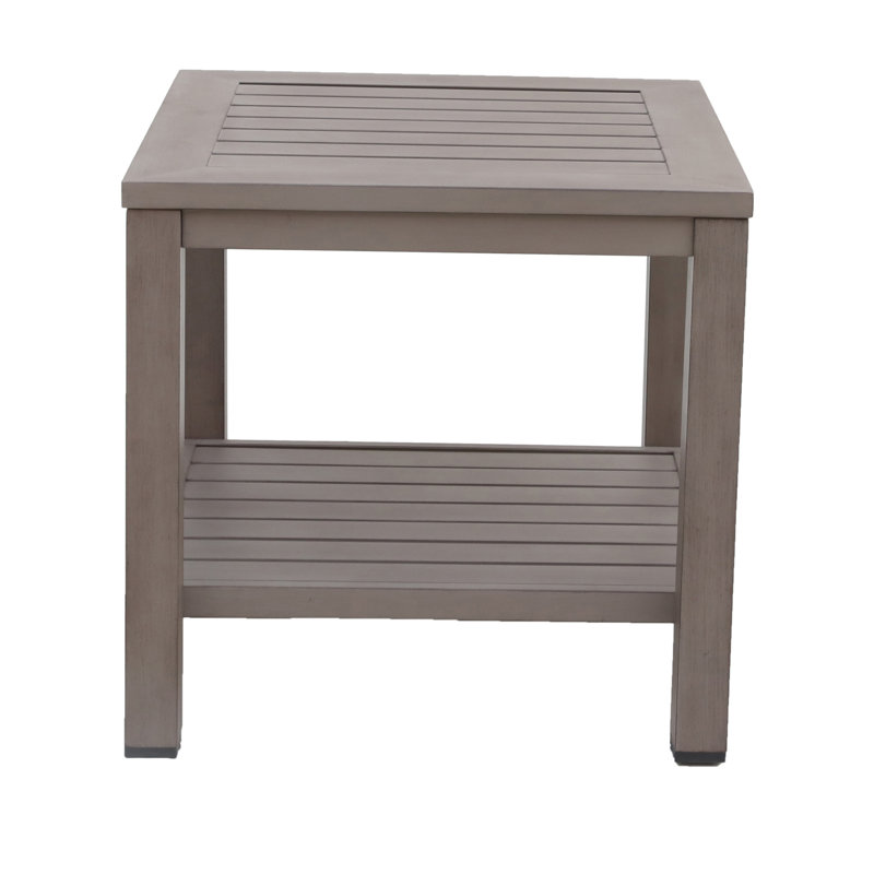 Rust - Table d'appoint en aluminium multicolore avec tablette, de forme carrée, l 23 po de largeur, profonde, 21,5 po de hauteur, 19 lb, idéale pour les déjeuners de patio et les réceptions, couleur, l 23,25 po de profondeur, largeur, 21,42 po de hauteur,