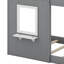 Lit superposé simple au-dessus d'un lit simple en bois avec toit, fenêtre et garde-corps-1490069065