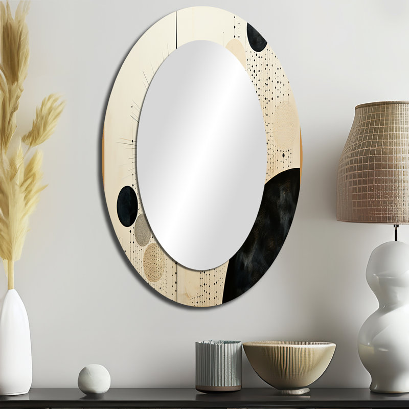Décoration murale beige beige Mid Mid Century Minimalist - miroir ovale beige, 36 po x 24 po