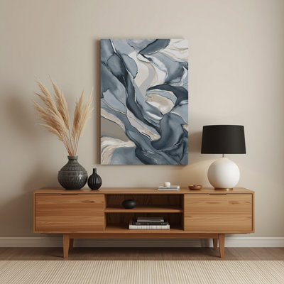 Aquarelle abstraite 19, art mural en métal bleu
