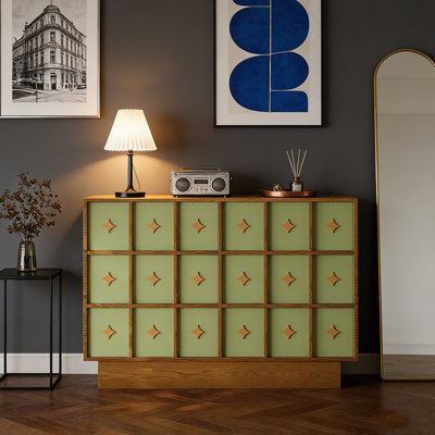 Retro Style Green Artistic 6-drawer Cabinet