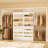 3.55Ft-15.3Ft DIY Closet Rack Combination, Including 6 Clothes Hanging Rods (2 Spare Rods), 8 Drawers And 6 Storage Shelves-1001935977