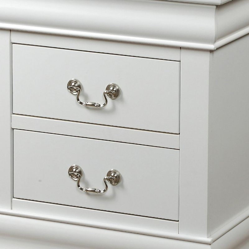 3pc King Bedroom Set, White, 2 Nightstands