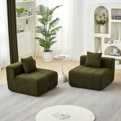 Sectional Sofa For Entertaining Guests Chenille Sectional Sofa With 2 Pillows,Symmetrical Modular Sofa Sectional For Bedroom, Living Room, Office For