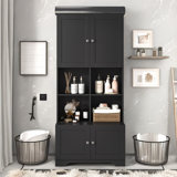 Gosellini 67"H Bathroom Cabinet with Adjustable Shelves and Open Shelves Multiple Storage System
