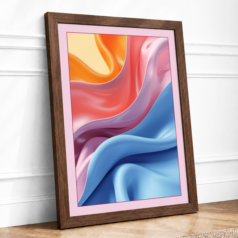 Flowing Ribbons Abstract - Framed Print, A2 - 59.4 x 42.0 cm, Walnut