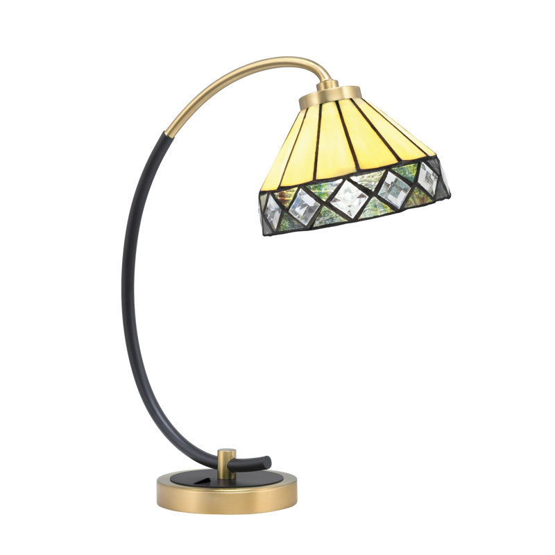 Lampe de bureau en acier inoxydable Kanyra, Noir mat / laiton