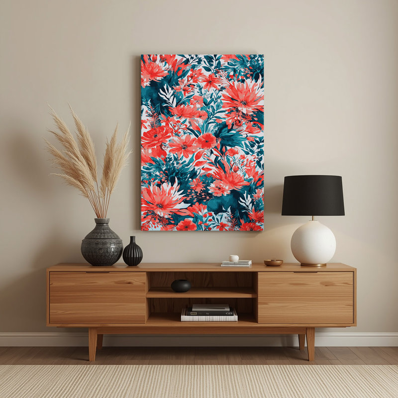 Aquarelle florale, art mural rouge en métal 26, H 14 po x l 11 po