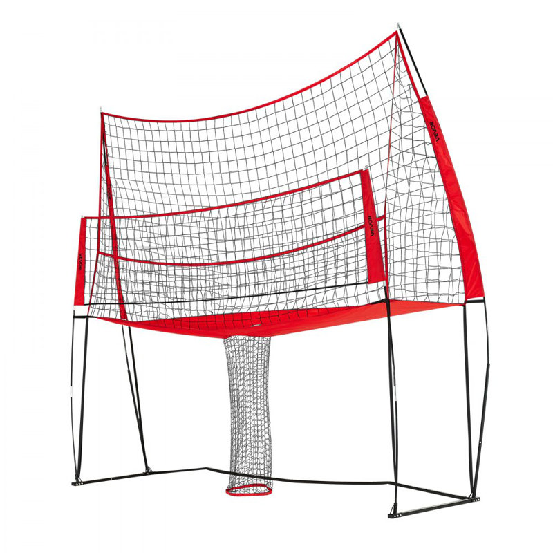 Système de filet d'entraînement pour le volleyball, H 132 po x l 96 po x P 42 po, Noir / Rouge