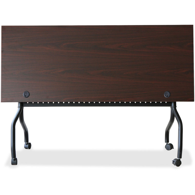 Mahogany Flip Top Training Table with Black Metal Base