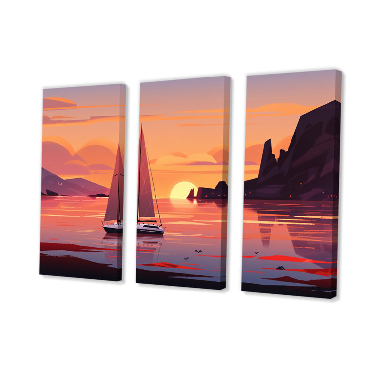 Breakwater Bay Beachside Dusk On Canvas 3 Pieces Print - Wayfair Canada