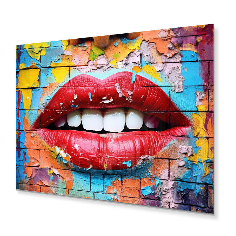 Graffiti Lips - décoration murale mode en métal, H 12 po x l 20 po x P 1 po