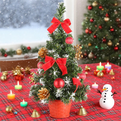 Arbre de Noël de table, mini sapin de Noël artificiel 15,7 po / 40 cm, décor de sapin de Noël, mini sapin de Noël pour la maison et la décoration intérieure, Bring Merry Christmas, boule décorative