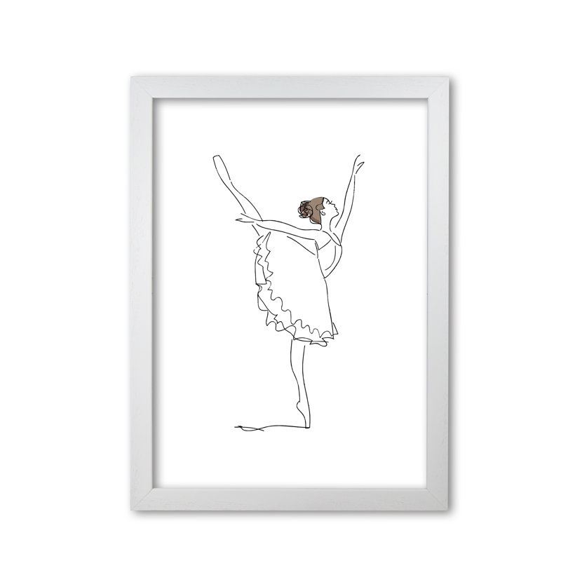 Ballet Dancer Line Drawing - Painting, White Grain , 42 cm H x 30 cm W x 5 cm D
