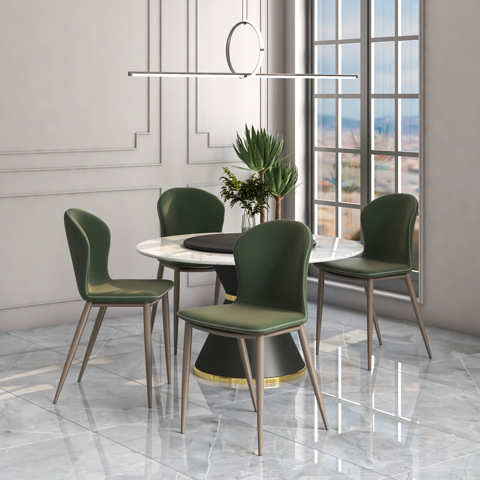 Steves Fabric Metal Side Chair Dining Chair, Set of 2, Green