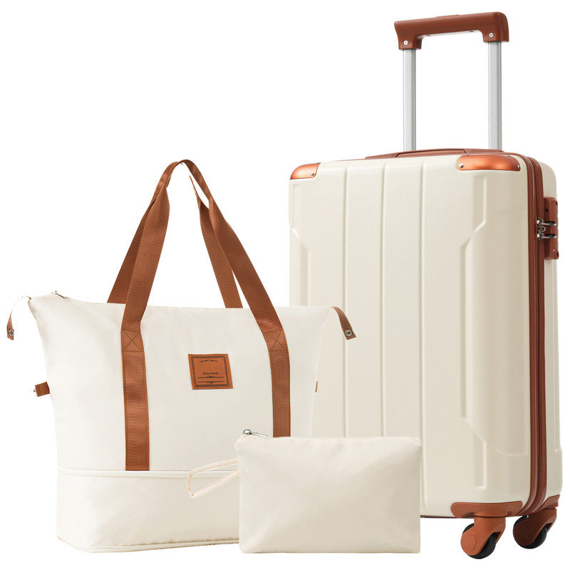 Paquet de 3 roulettes de valise rigide de 20 pouces en ABS avec coque rigide pour un voyage d'affaires quotidien