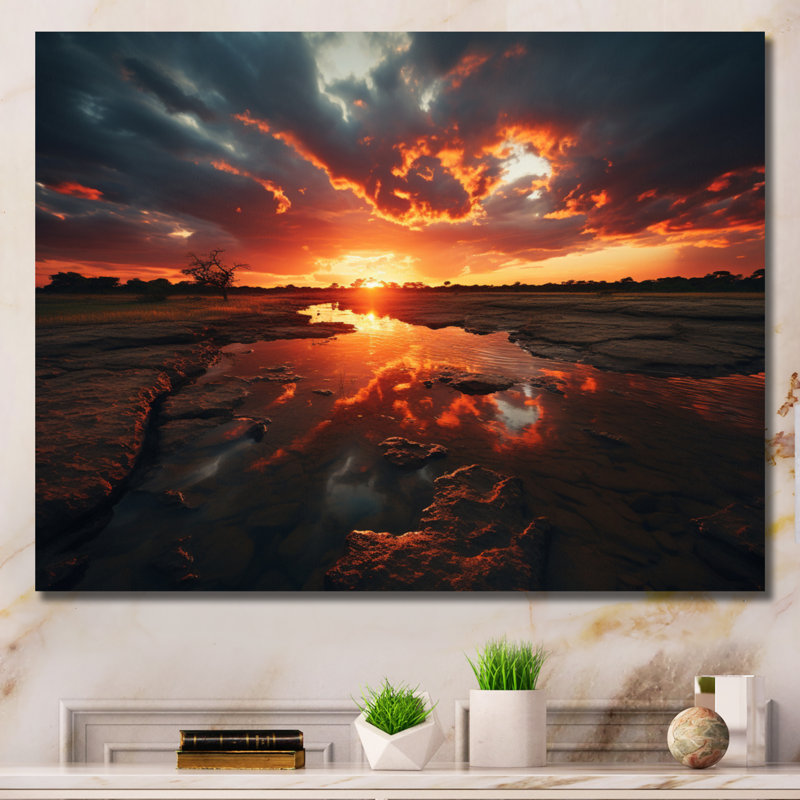 " Sunset Tangerine Dreams ", 16" H x 32" W x 1" D, Wrapped Canvas
