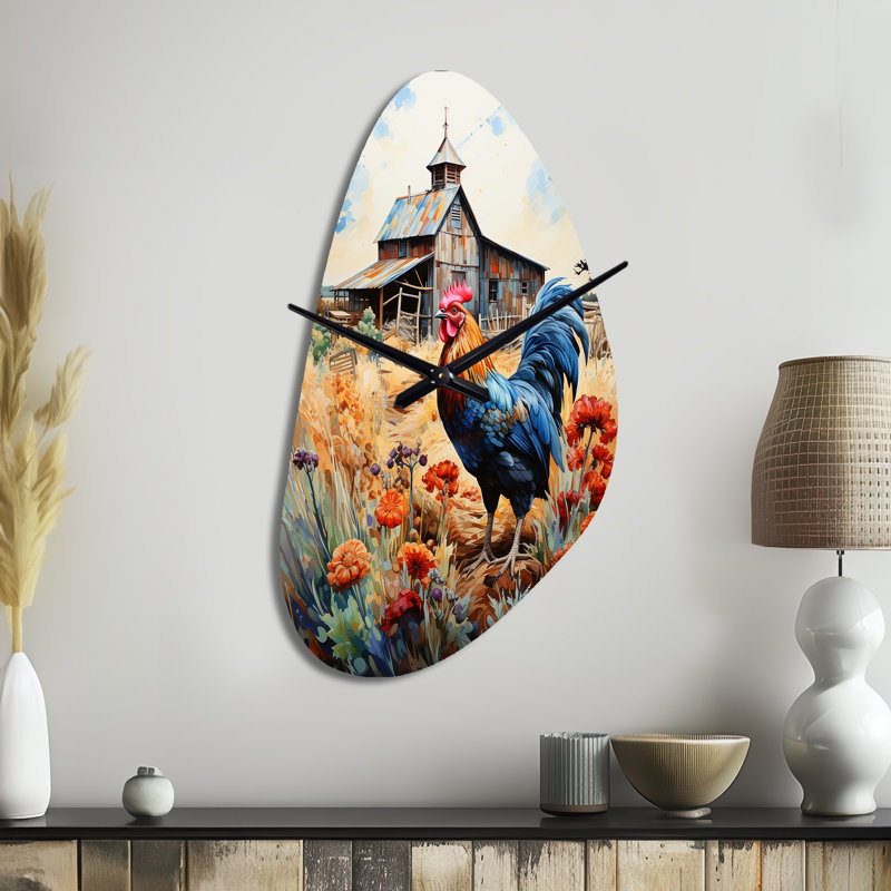 Horloge murale en forme de grange, Roaster Barnyard Serenade IV - grange, Moyenne