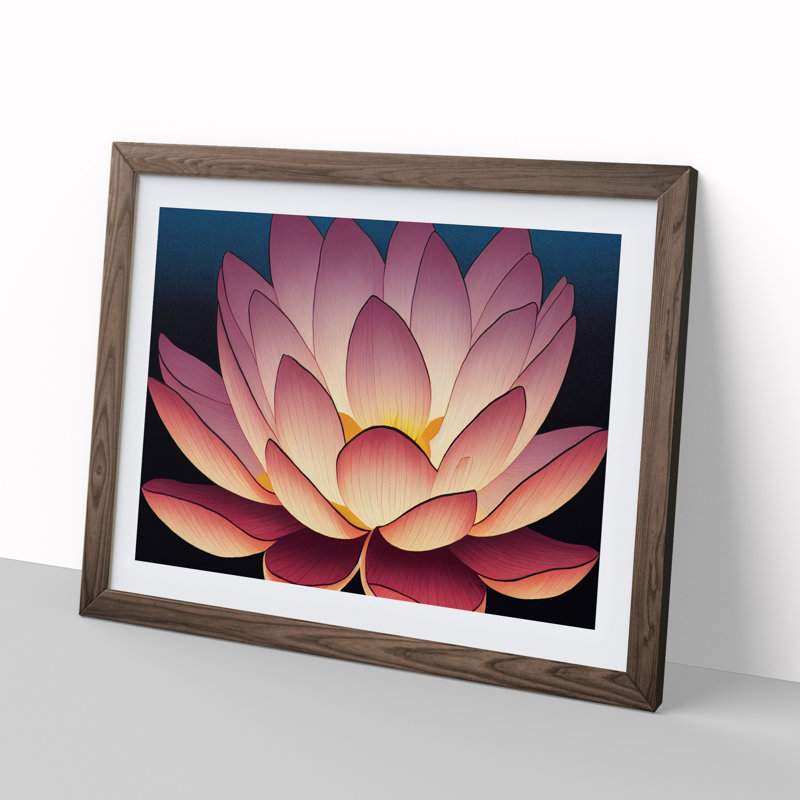 Blissful Lotus Flower - Framed Print, Walnut, 46cm H x 64cm W x 2cm D