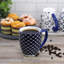  Flyn 6 Piece 16 Ounce Assorted Design Stoneware Mug Set in Navy Blue and White