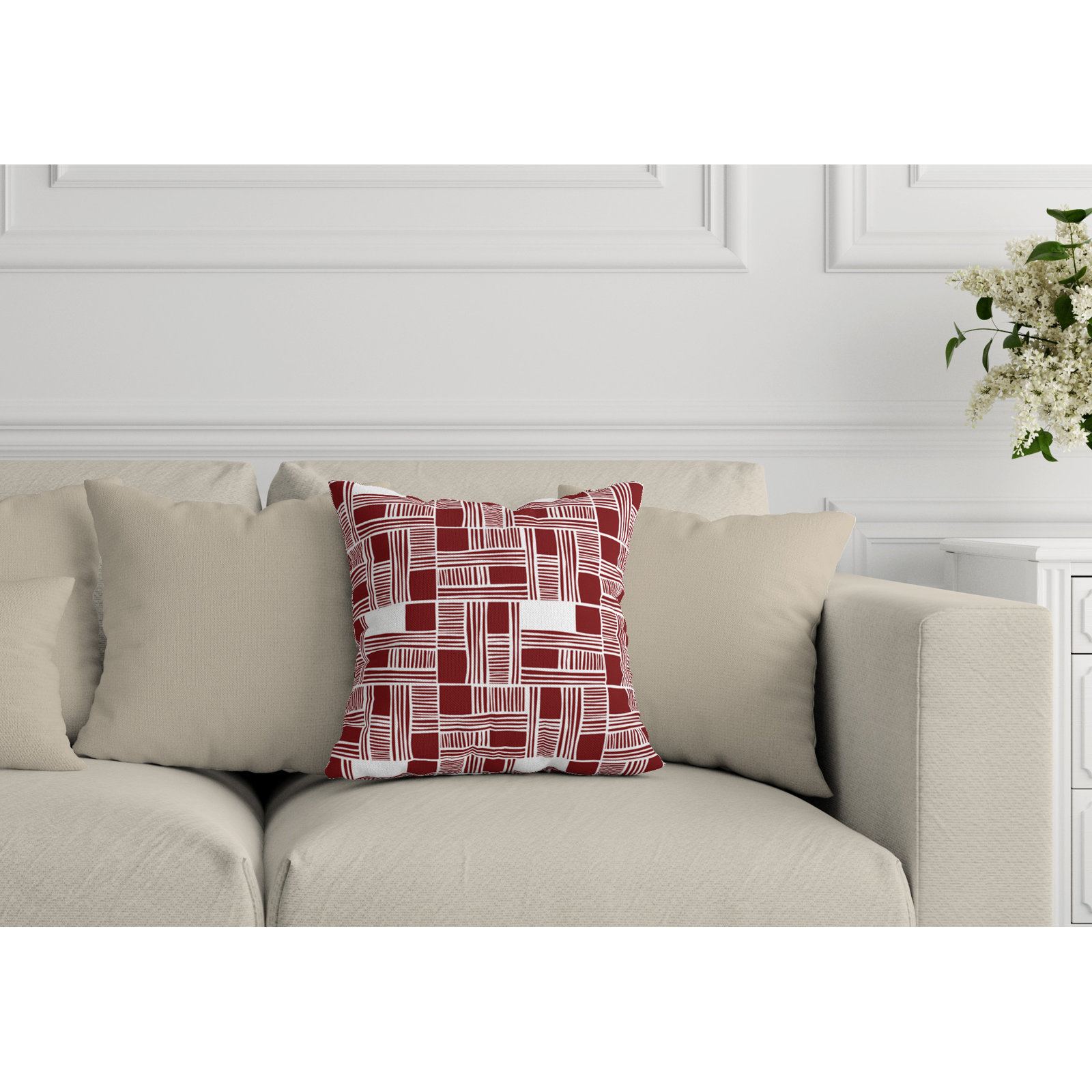 Kapri Indoor/Outdoor Throw Pillow, 15" x 15", Red, Square