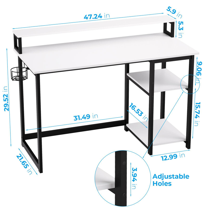 Bertile 10Cm W Rectangle Computer Desk
