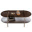 Table basse en verre, table basse moderne à 2 niveaux, verre et table moyenne ovale en panneau de fibres à densité moyenne pour le bureau à domicile et le salon