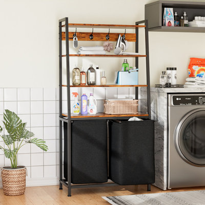 Space-saving Laundry Hamper With 4 Tiers Shelf Multi-functional Laundry Organizer