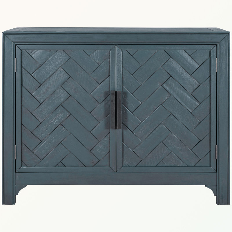 Ladzi 40'' Modern Cabinets Console Table with Unique Design Doors with 1 Adjustable Shelves, Antique Blue