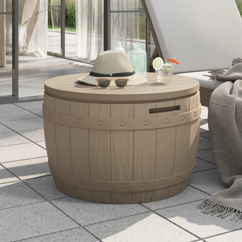 33.5 Gallons Water Resistant Polypropylene Deck Box, Light Brown
