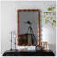 Miroir Mid-Century moderne avec cadre en bois massif, miroir de chambre à coucher et de salon haute définition non déformable, brun