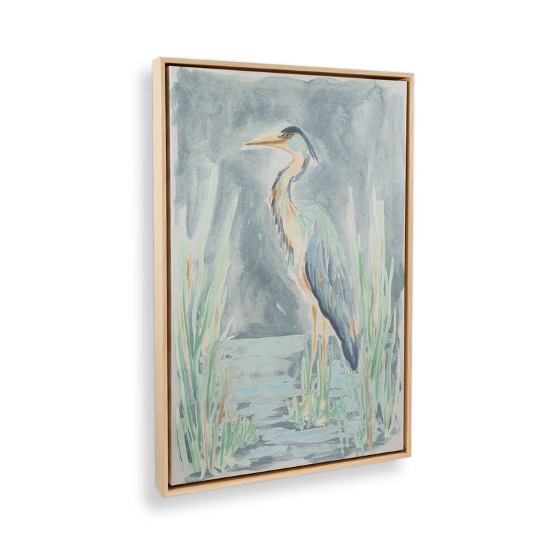 «Teal Heron Lagoon II» par June Erica Vess, reproduction d'art, H 48 po x l 36 po, Tanné