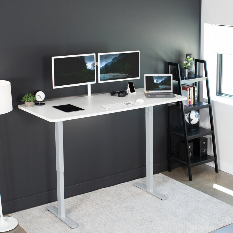 Vivo Electric Height Adjustable 71" Black Standing Desk with Memory Presets