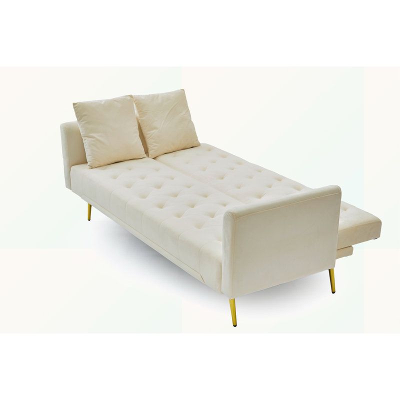 Twin 71'' Velvet Sofa, Beige Velvet