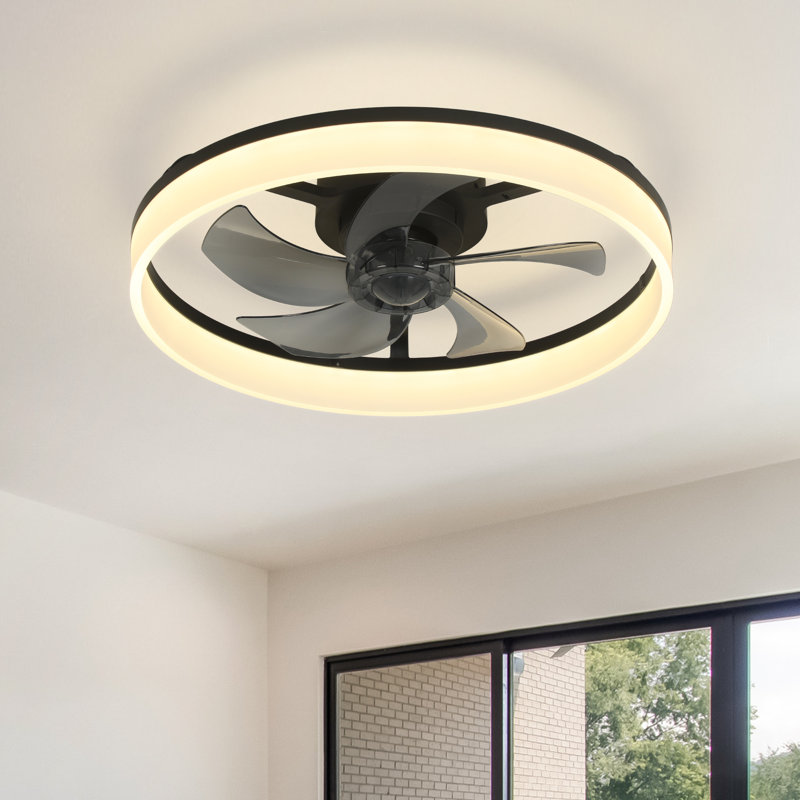 Blodgett 20'' Modern Flush Mount Ceiling Fan with Dimmable Lights and Remote Control  6-Speed Timer Noiseless DC Motor For Medium Bedroom