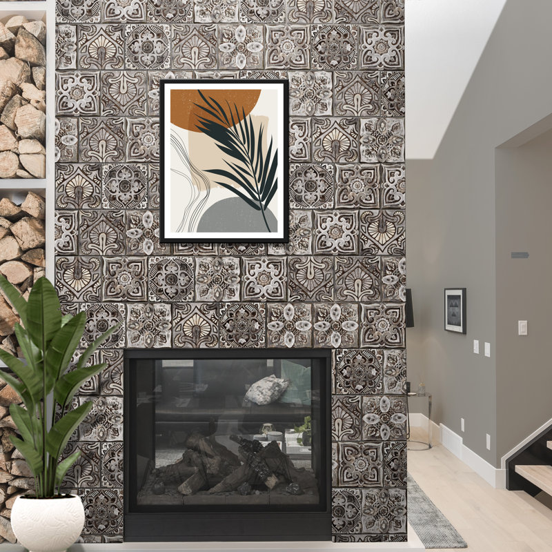 Mandala Decor 7-7/8 In. X 7-7/8 In. Ceramic Wall Tile