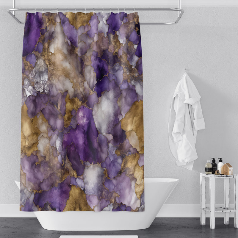 Rideau de douche en marbre Kailani, L 70 po x L 83 po, Gold Veined Agate