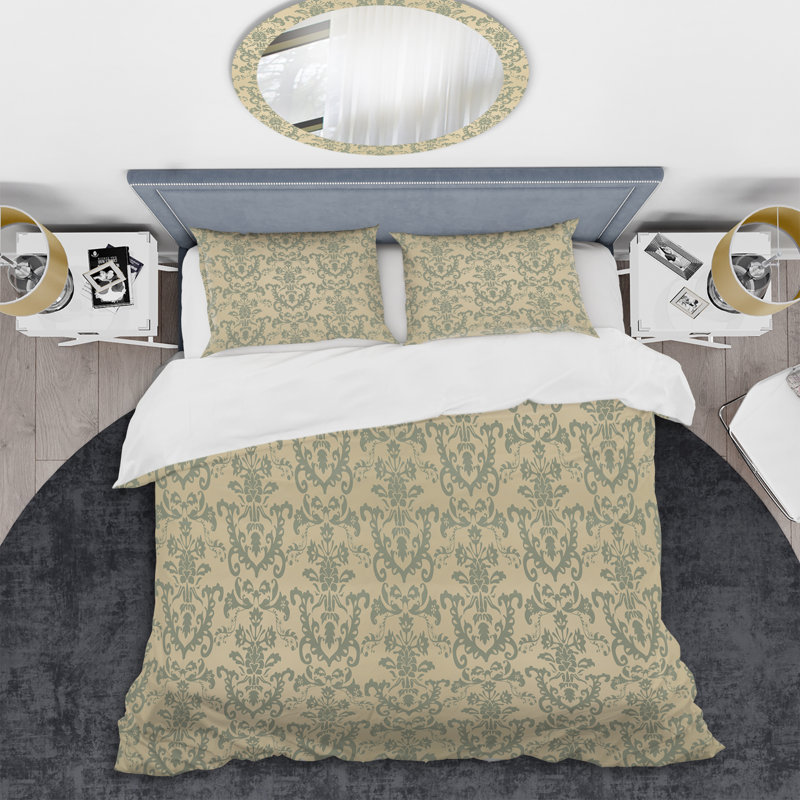 Damas brun - ensemble de housse de couette abstrait - microfibre de polyester