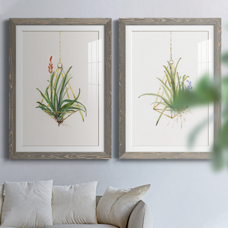 Gardenaire I - Ensemble de 2 peintures, H 31,5 po x l 47 po x P 1,5 po, Cadre en papier gris