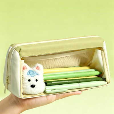 Plastics storage b ag Foldable Double Layer Clear Pencil Bag Spacious Wide Opening Pencil Case With Phone Rest For All Students