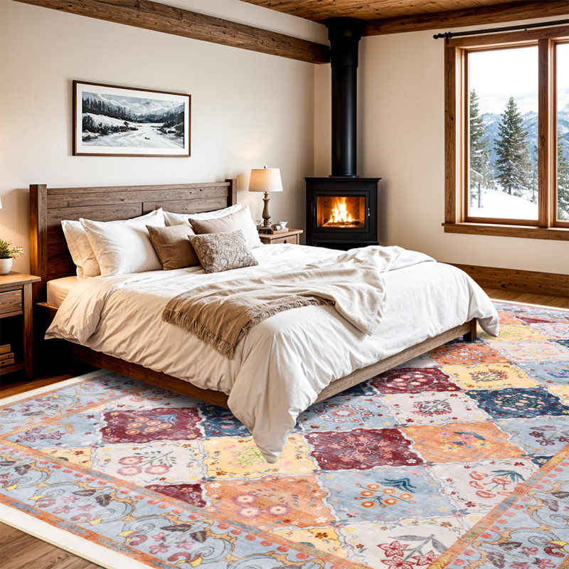 Large Ultra-Thin Colorful Moroccan Area Rug Washable Rugs  For Home Decor, Rectangle 4' x 6'