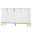 Buffet 59,74 "de luxe blanc et or avec rangement et portes géométriques-876033064
