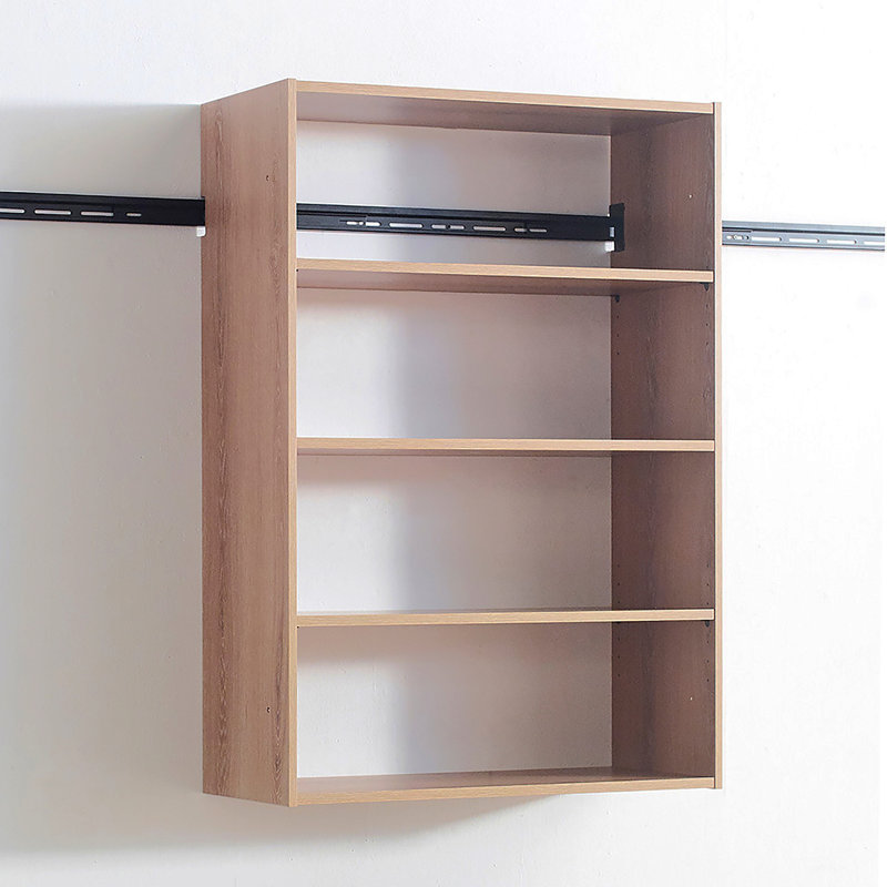 Devi Oak Wall Mounted Wood Closet System, Oak Wood