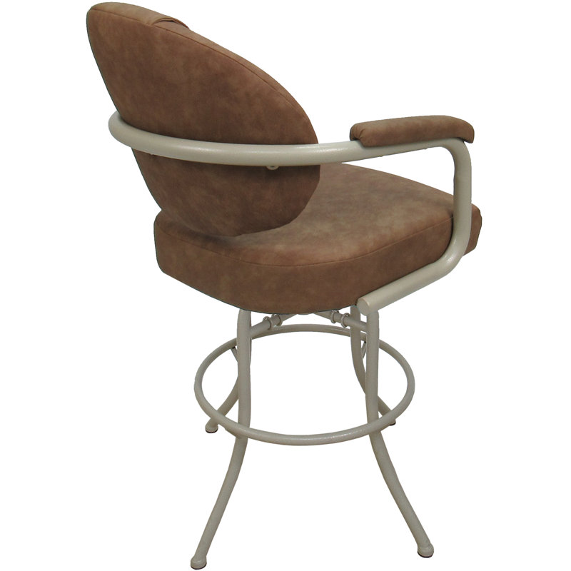 Tabouret de comptoir pivotant 26 po avec structure en métal Ponteland, Brun, Beige