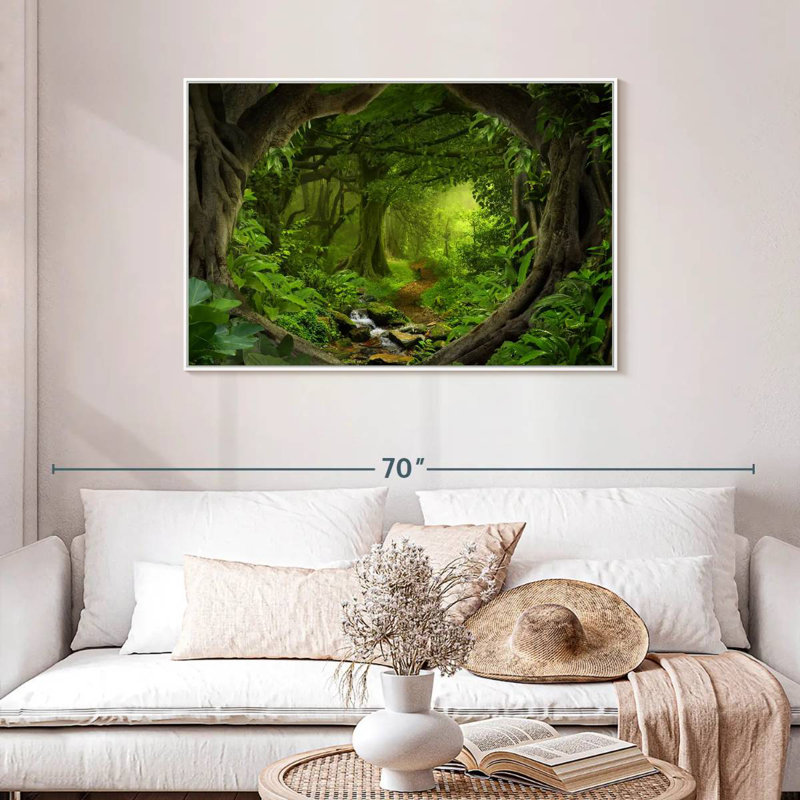 Jungle tropicale du sud-est asiatique, Cadre flottant blanc, 43 po x 29 po