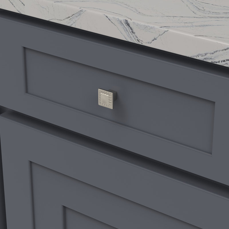 Poignée carrée Bijou Astoria - bouton d'armoire nickel satiné 1 po x 1 po - Quincaillerie traditionnelle pour tiroirs et armoires