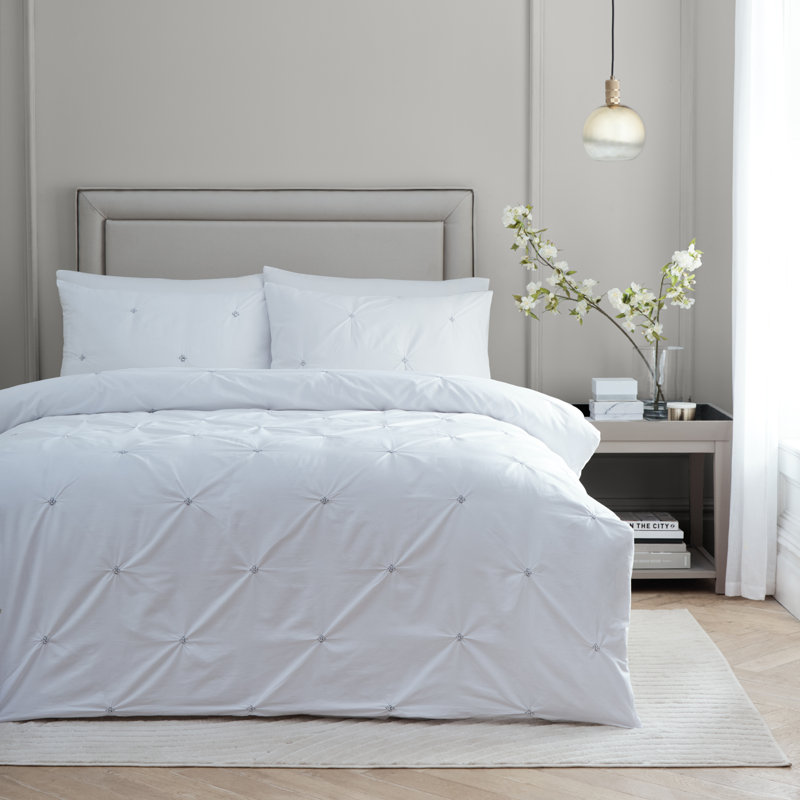 Elysia Cotton Abstract Duvet Cover Set with Pillowcases, Black, King Duvet Cover + 2 Standard Pillowcases