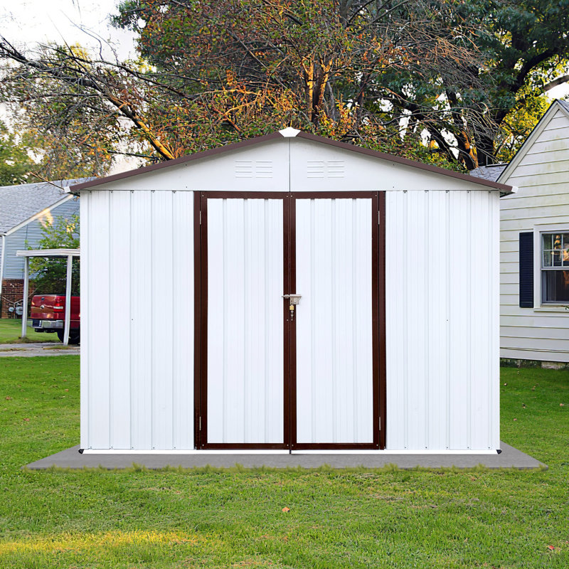 Remises de jardin en métal, Blanc, H 75,2 po x l 102,4 po x P 123,2 po